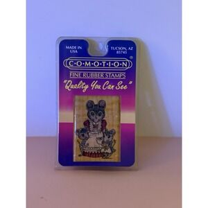 Vintage CoMotion Rubber Stamp, Mouse Family